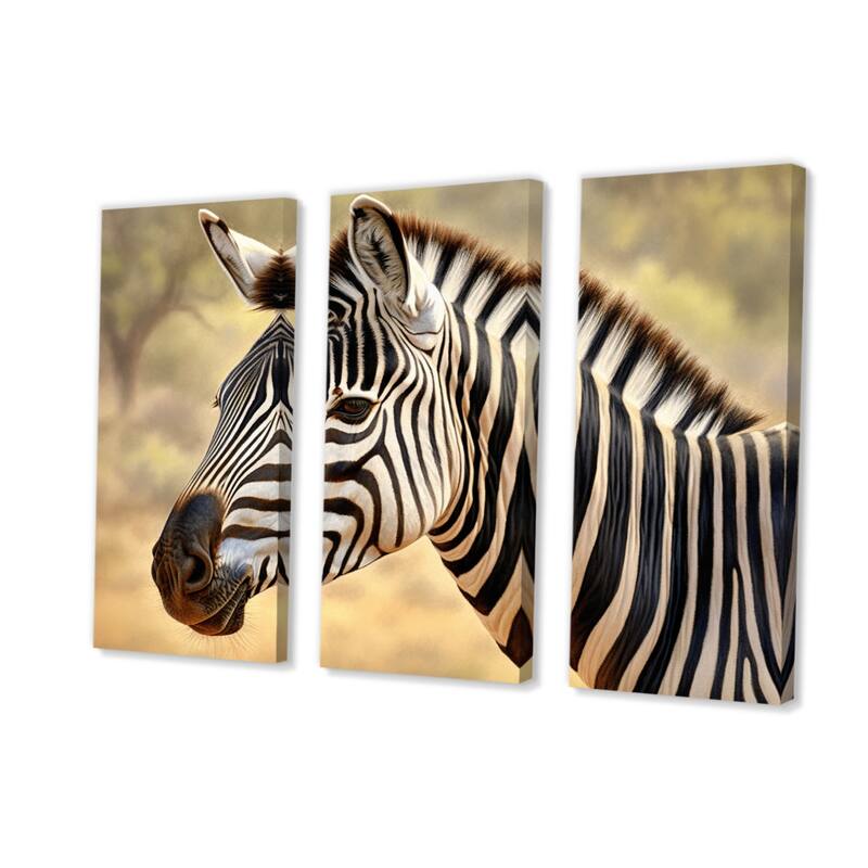 Designart "African Zebra I" Animals Canvas Prints Set Bed Bath